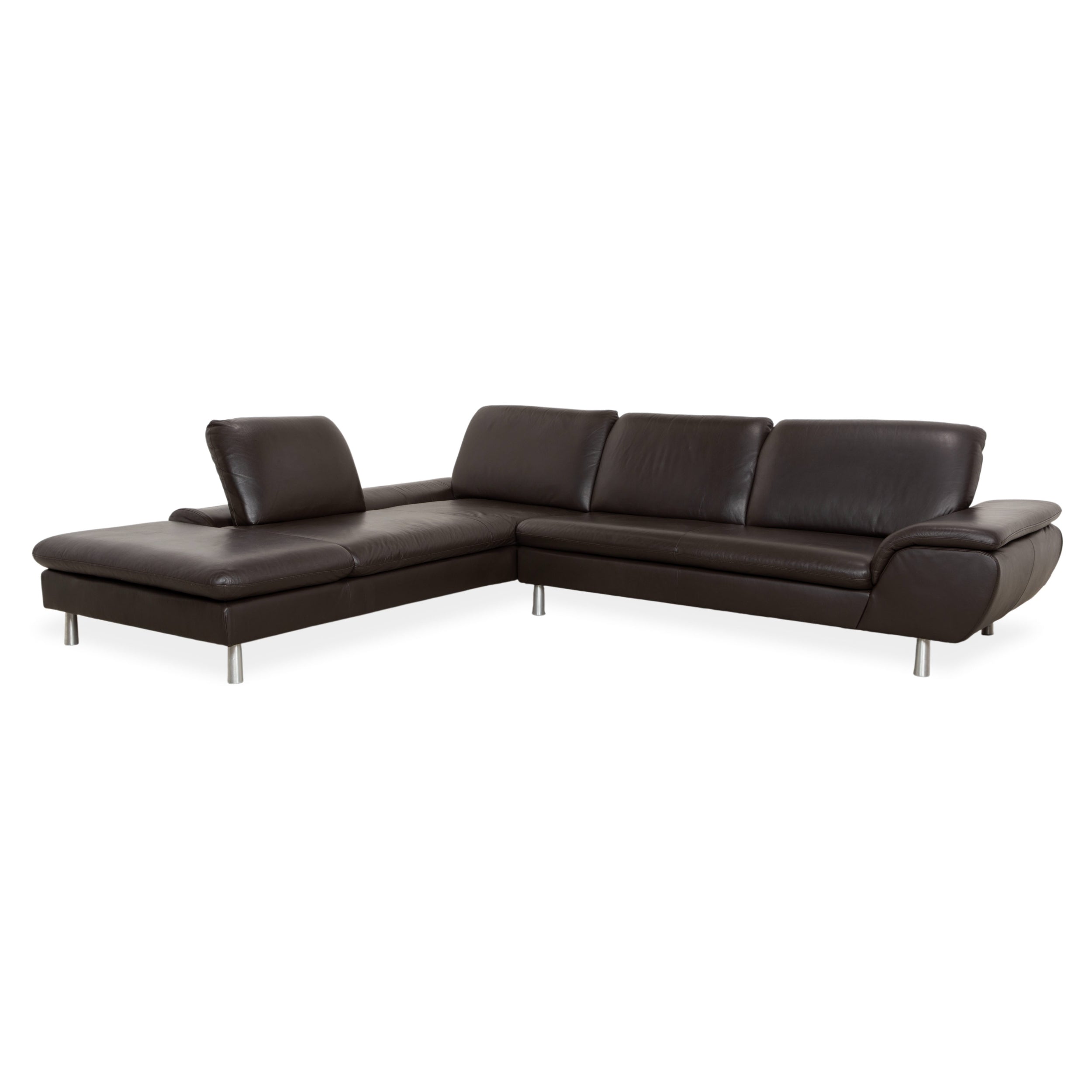 Willi Schillig Loop Leder Ecksofa Dunkelbraun manuelle Funktion Sofa Couch