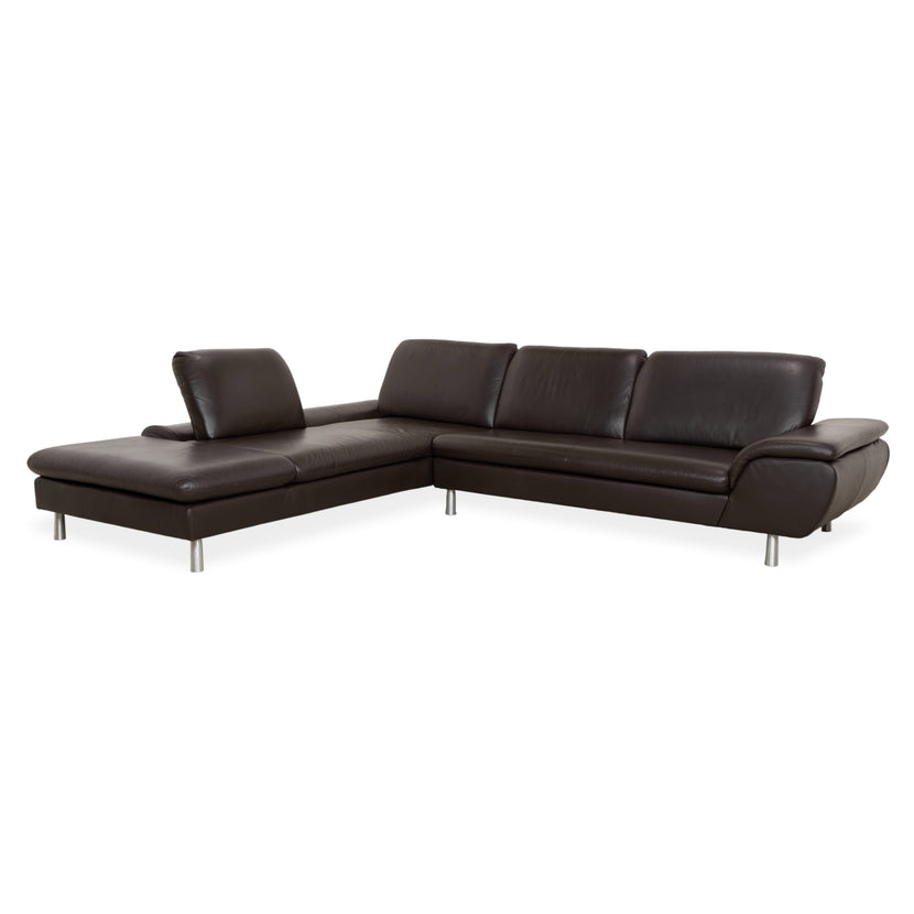 Willi Schillig Loop Leder Ecksofa Dunkelbraun manuelle Funktion Sofa Couch