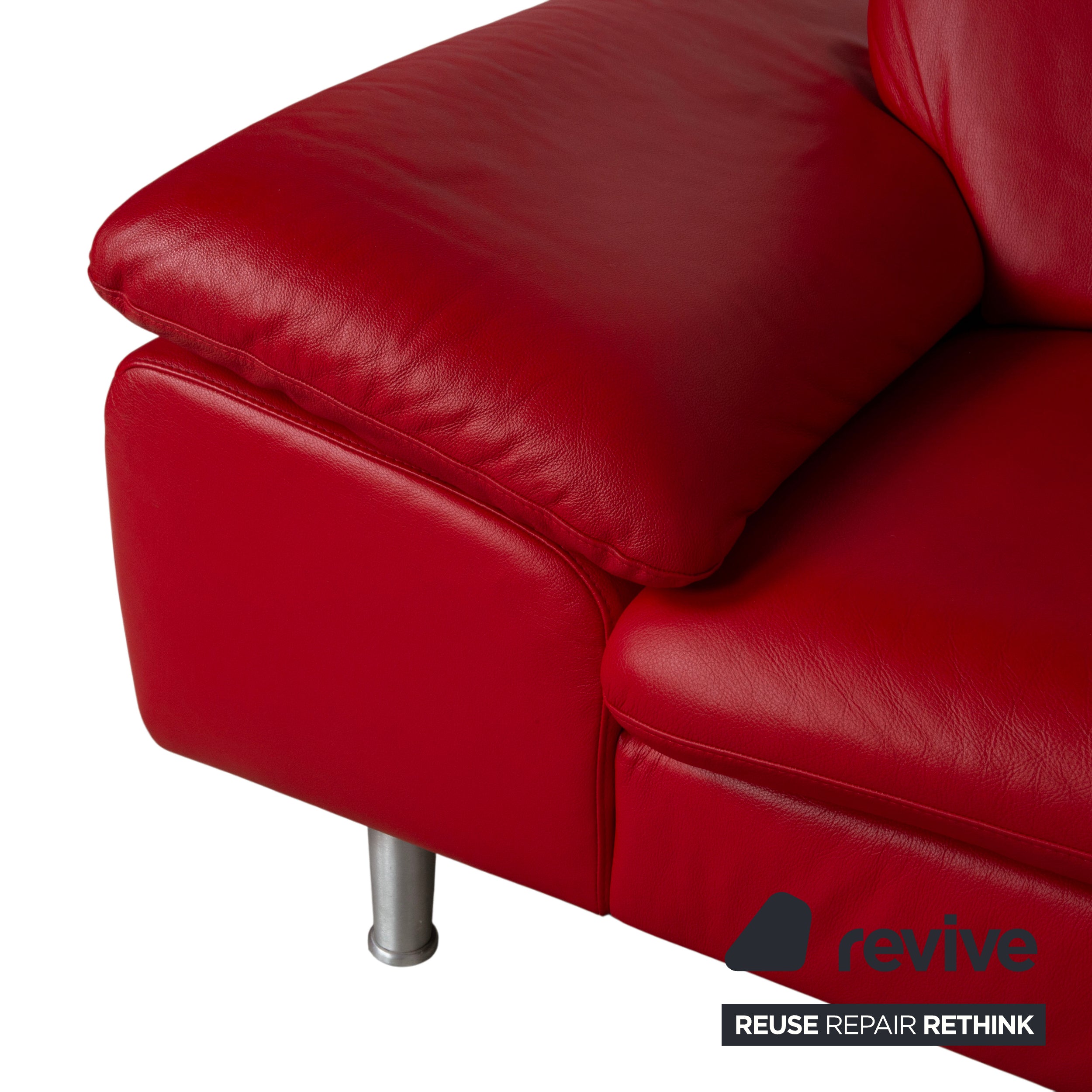 Willi Schillig Loop Leder Ecksofa Rot manuelle Funktion Recamiere Rechts