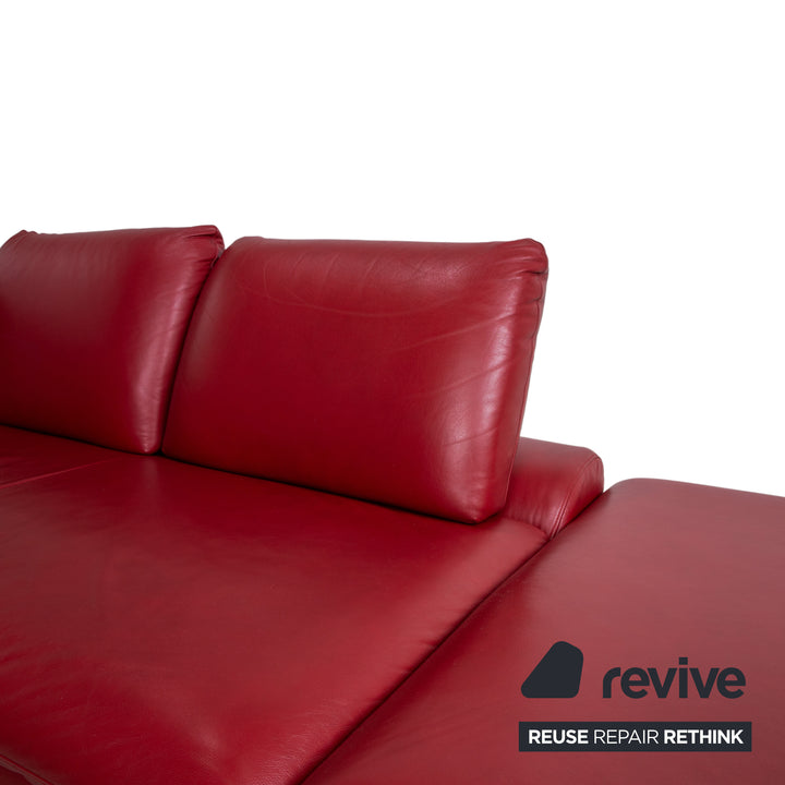 Willi Schillig Loop Leder Ecksofa Rot manuelle Funktion Sofa Couch