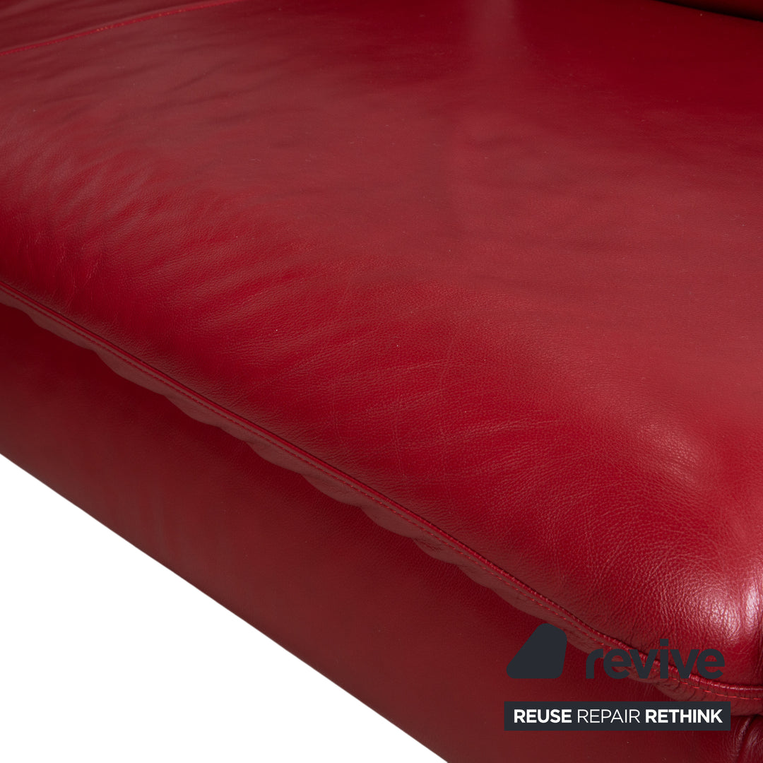 Willi Schillig Loop Leder Ecksofa Rot manuelle Funktion Sofa Couch