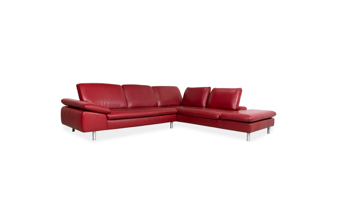 Willi Schillig Loop Leder Ecksofa Rot manuelle Funktion Sofa Couch
