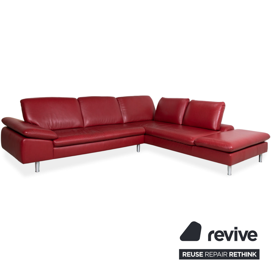 Willi Schillig Loop Leder Ecksofa Rot manuelle Funktion Sofa Couch