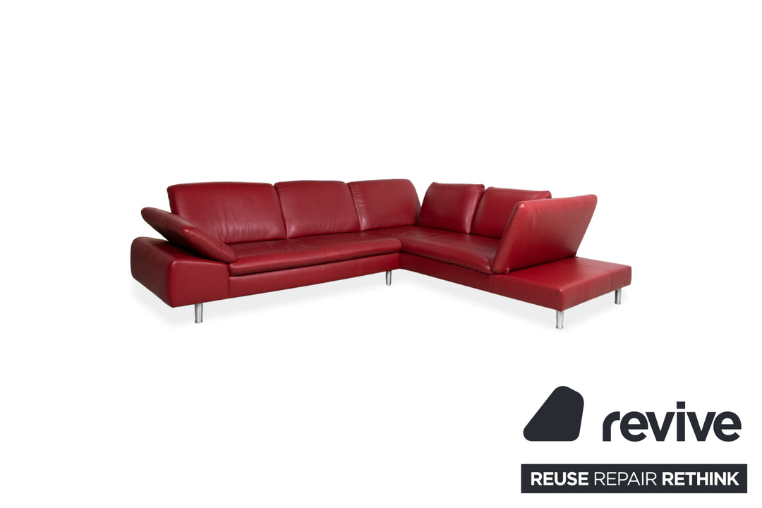 Willi Schillig Loop Leder Ecksofa Rot manuelle Funktion Sofa Couch