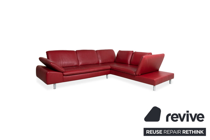 Willi Schillig Loop Leder Ecksofa Rot manuelle Funktion Sofa Couch