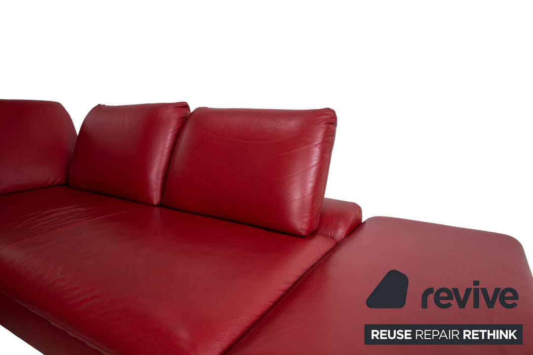 Willi Schillig Loop Leder Ecksofa Rot manuelle Funktion Sofa Couch