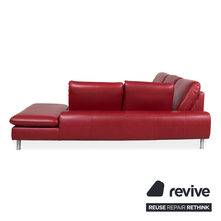 Willi Schillig Loop Leder Ecksofa Rot manuelle Funktion Sofa Couch