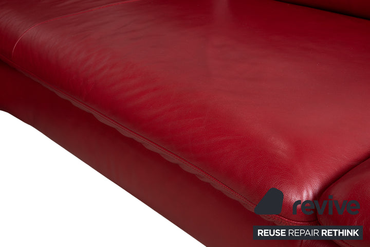 Willi Schillig Loop Leder Ecksofa Rot manuelle Funktion Sofa Couch