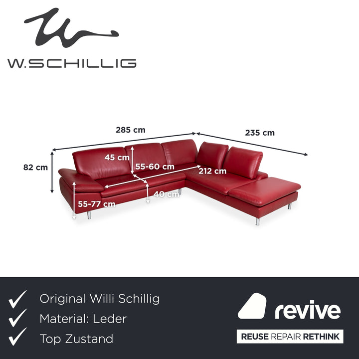 Willi Schillig Loop Leder Ecksofa Rot manuelle Funktion Sofa Couch