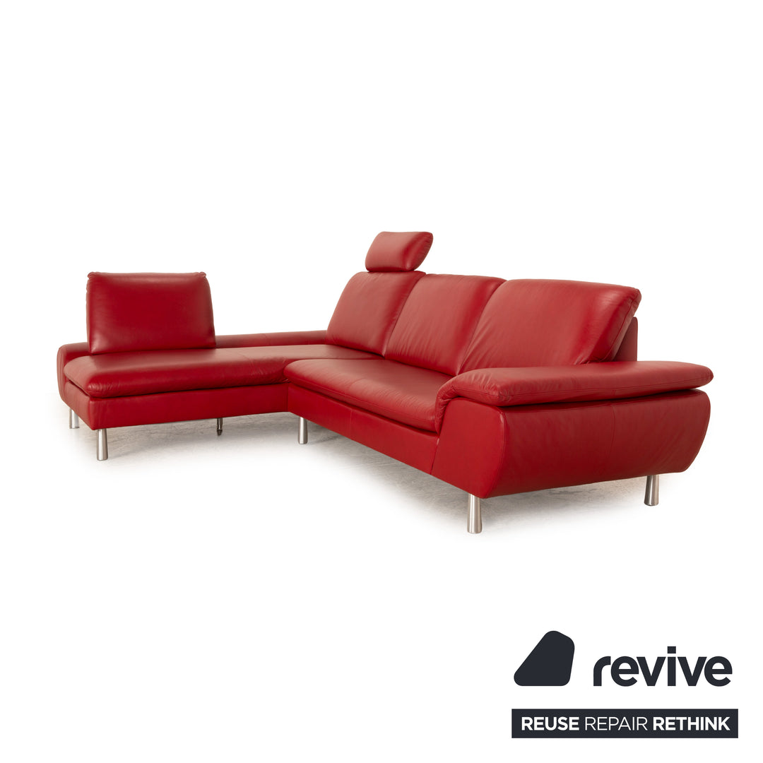 Willi Schillig Loop Canapé d'angle en cuir Rouge Recamiere Canapé gauche Canapé fonction manuelle
