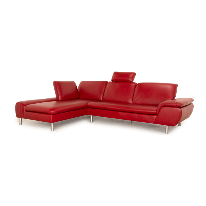 Willi Schillig Loop Canapé d'angle en cuir Rouge Recamiere Canapé gauche Canapé fonction manuelle