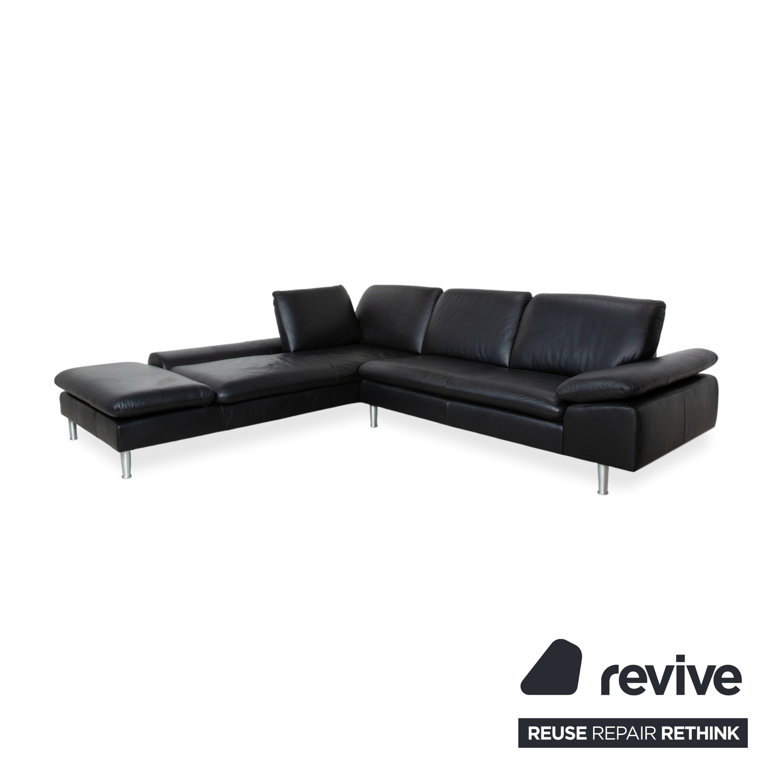 Willi Schillig Loop Leder Ecksofa Schwarz manuelle Funktion Sofa Couch