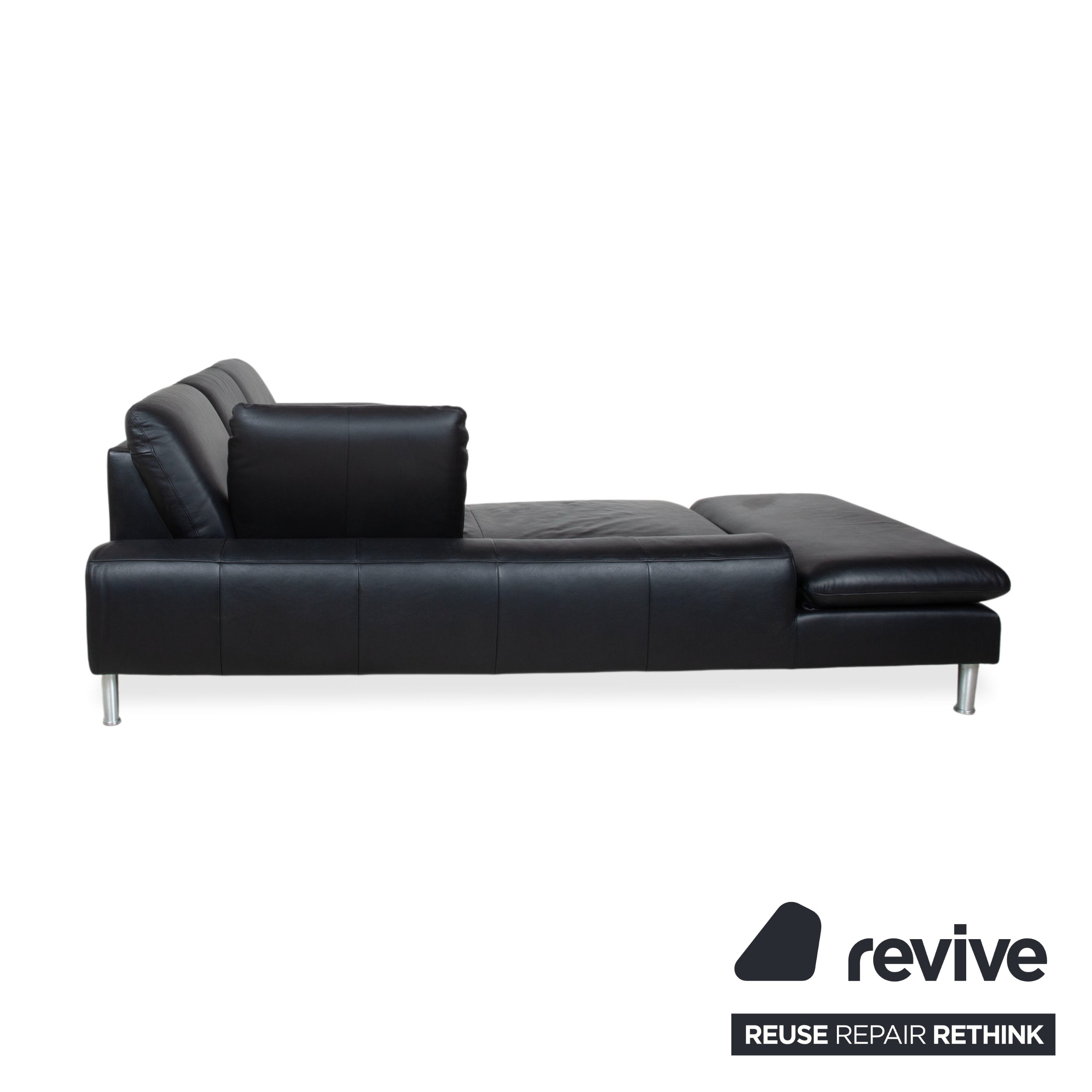 Willi Schillig Loop Leder Ecksofa Schwarz manuelle Funktion Sofa Couch