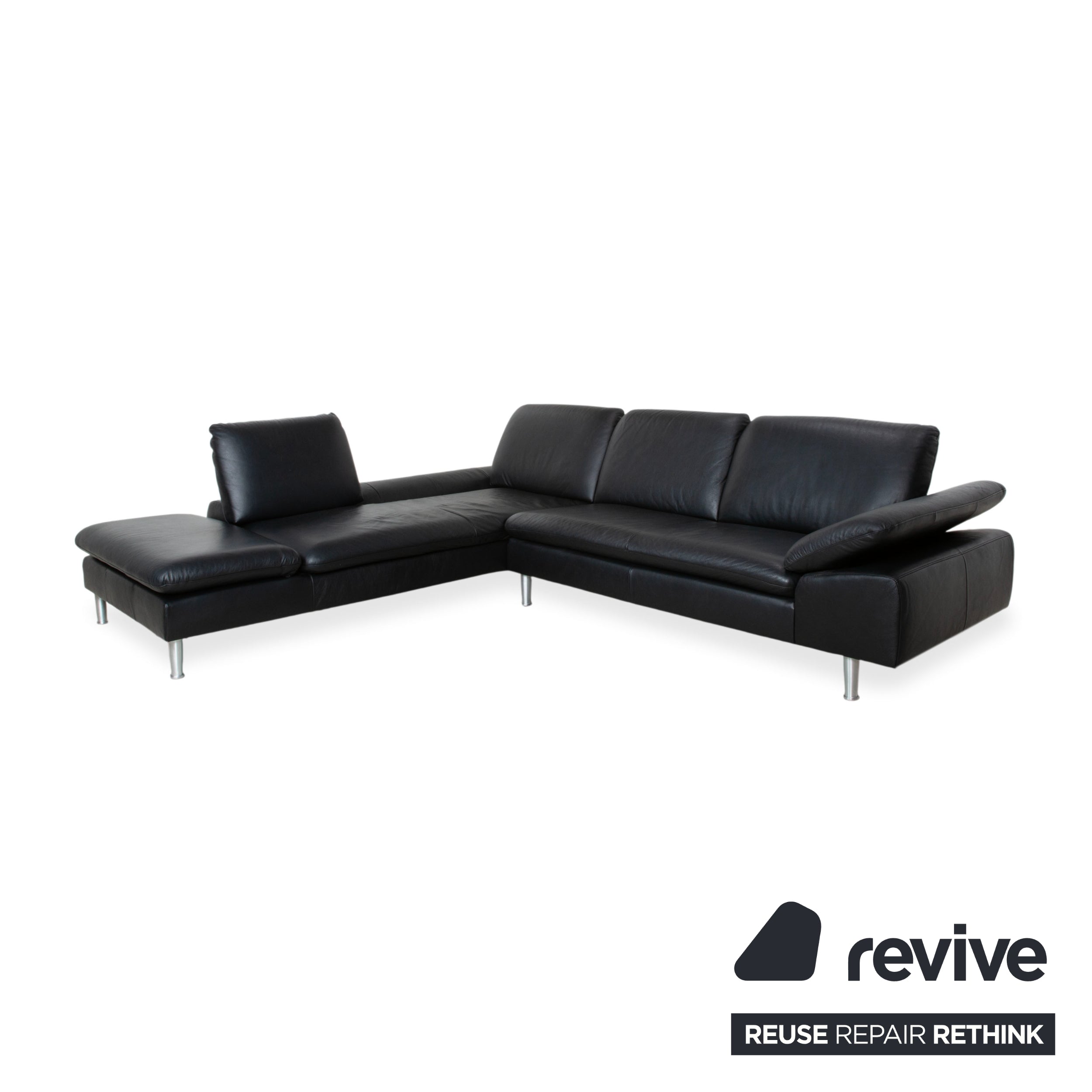 Willi Schillig Loop Leder Ecksofa Schwarz manuelle Funktion Sofa Couch