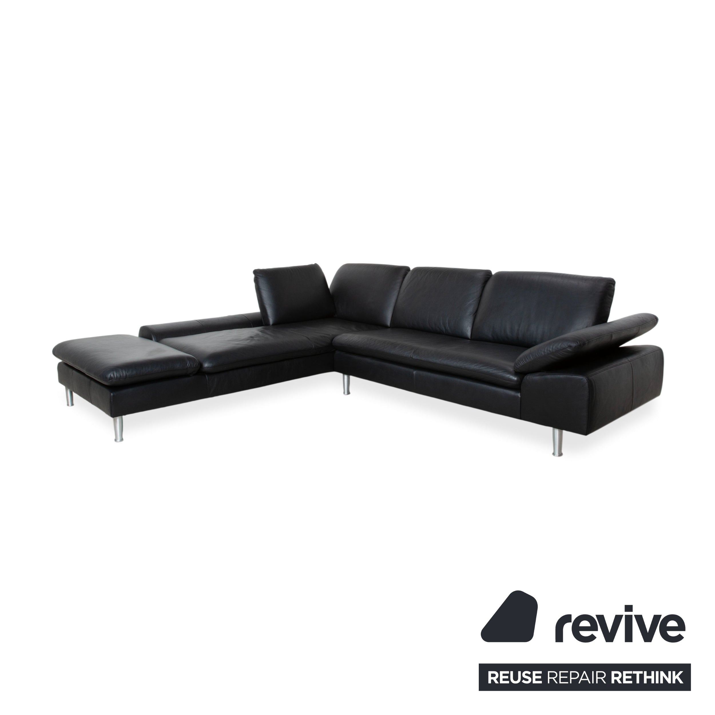 Willi Schillig Loop Leder Ecksofa Schwarz manuelle Funktion Sofa Couch