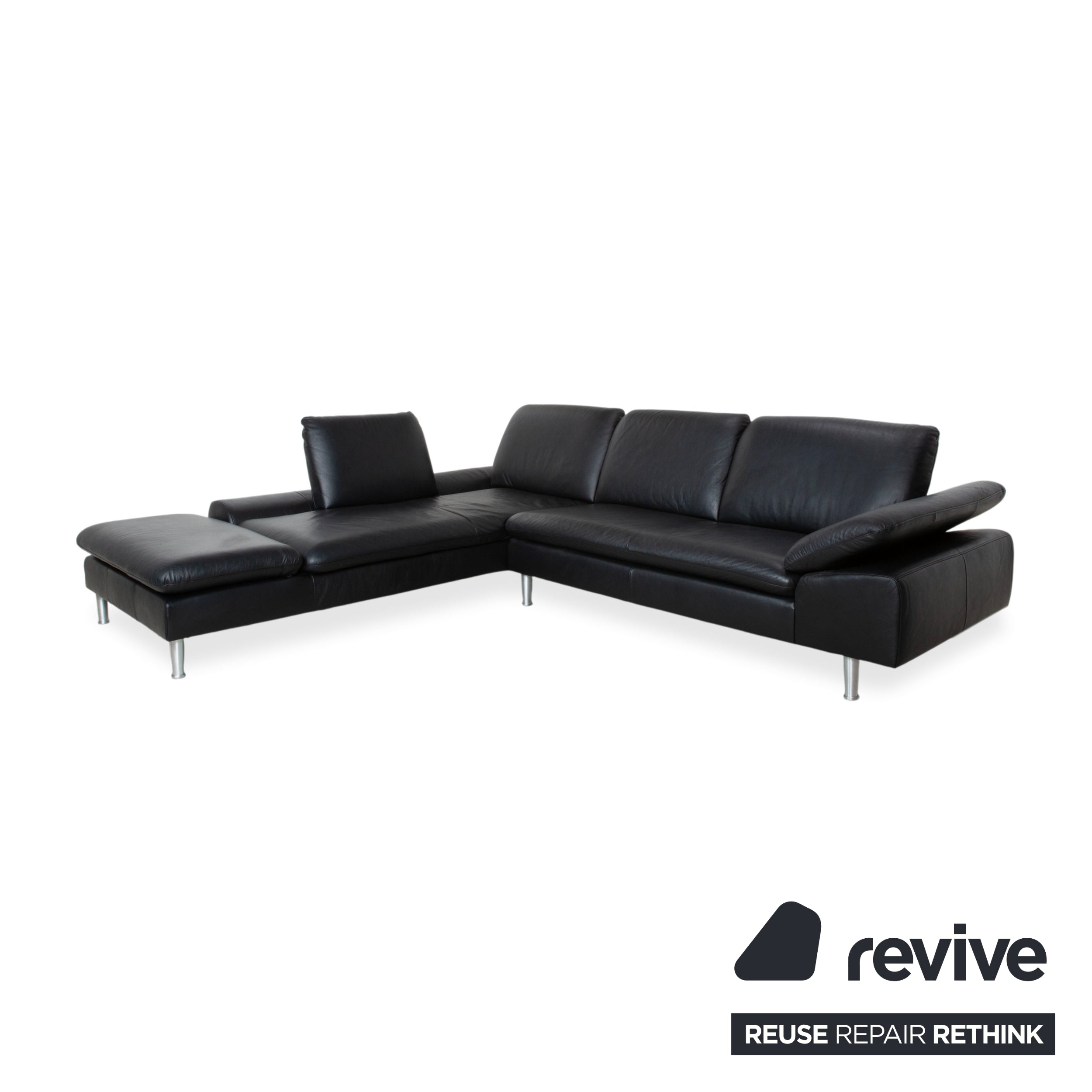 Willi Schillig Loop Leder Ecksofa Schwarz manuelle Funktion Sofa Couch