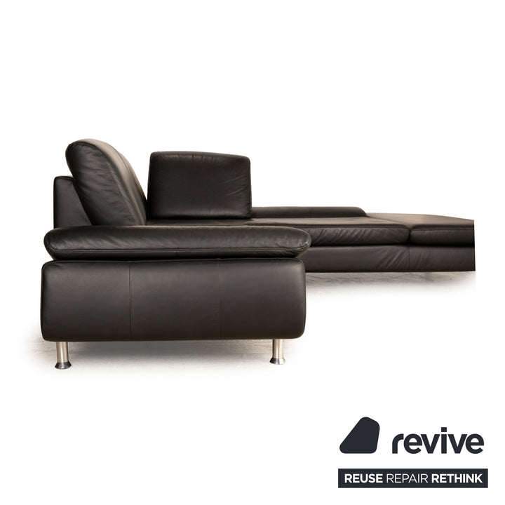Willi Schillig Loop Leder Ecksofa Schwarz Recamiere Rechts Sofa Couch manuelle Funktion