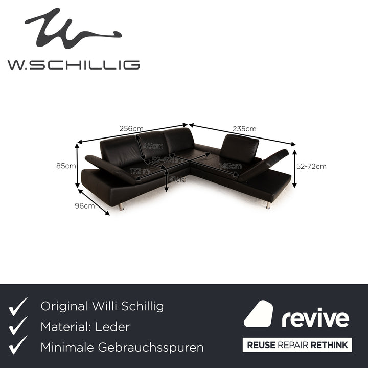 Willi Schillig Loop Leder Ecksofa Schwarz Recamiere Rechts Sofa Couch manuelle Funktion