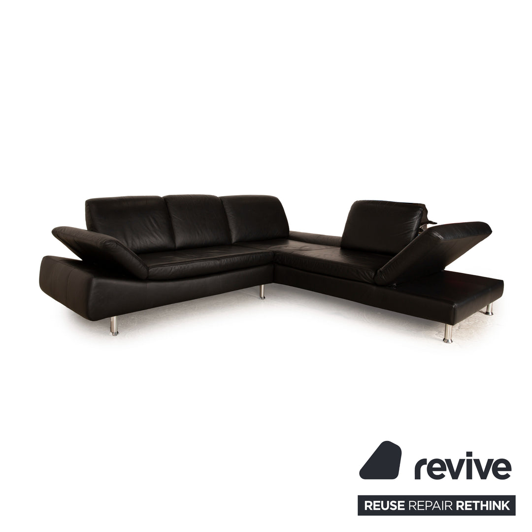 Willi Schillig Loop Leder Ecksofa Schwarz Recamiere Rechts Sofa Couch manuelle Funktion