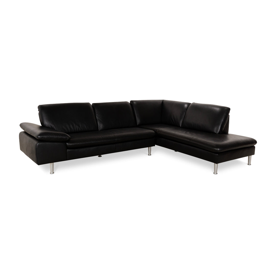 Willi Schillig Loop Canapé d'angle en cuir noir Canapé Canapé fonction manuelle