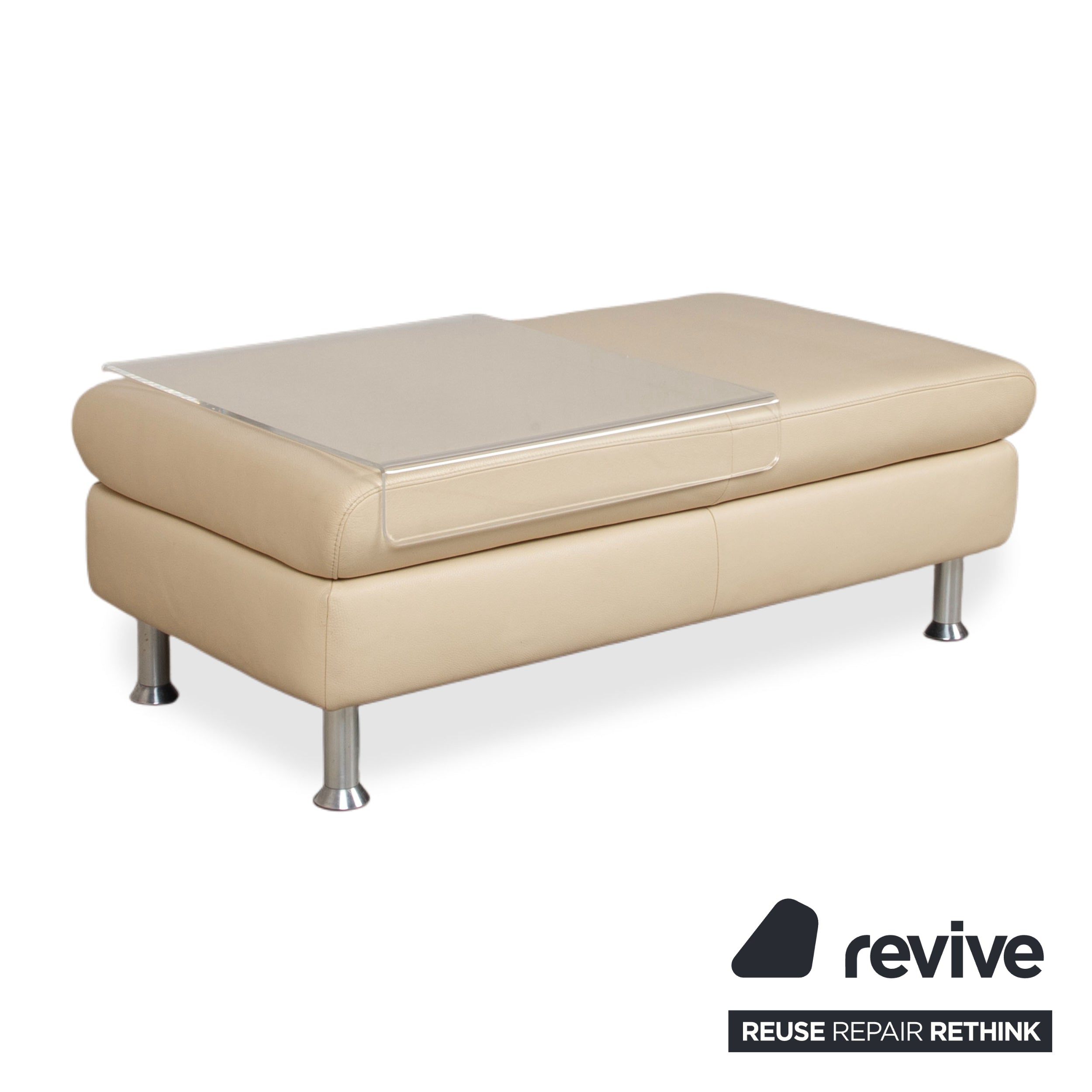 Willi Schillig Loop Leder Hocker Creme Beige