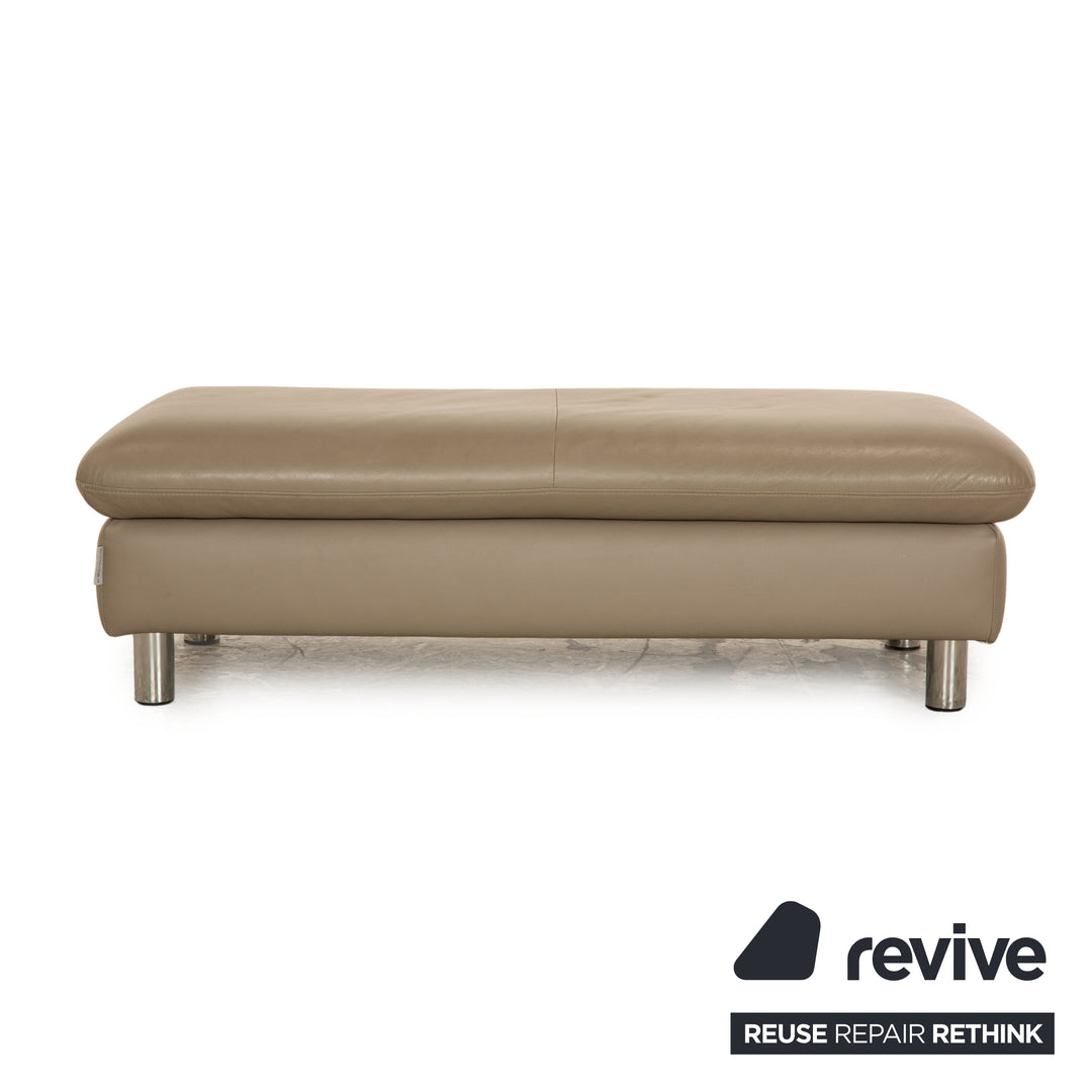 Willi Schillig Loop Leder Hocker Grau Taupe