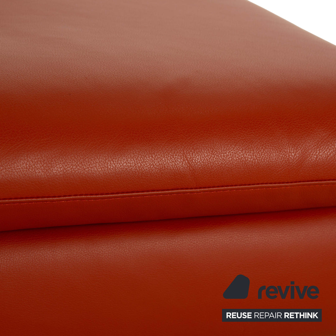 Willi Schillig Loop Leather Stool Orange Red