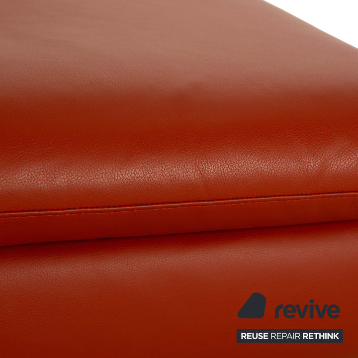 Willi Schillig Loop Leather Stool Orange Red