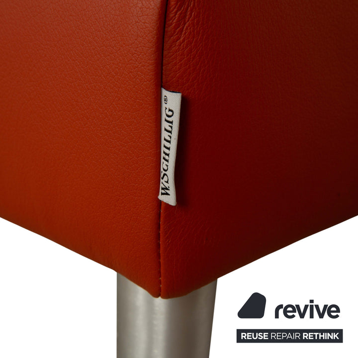 Willi Schillig Loop Leather Stool Orange Red