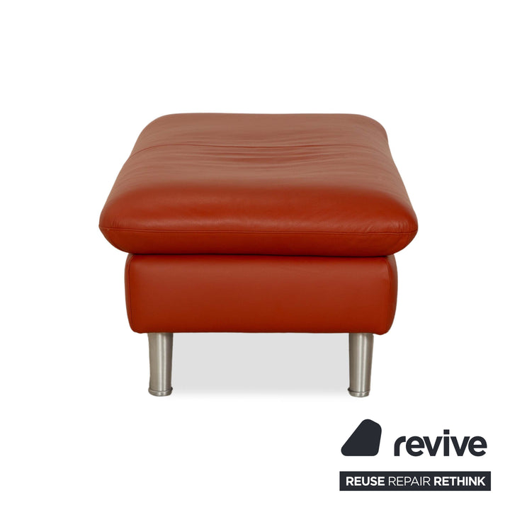 Willi Schillig Loop Leather Stool Orange Red
