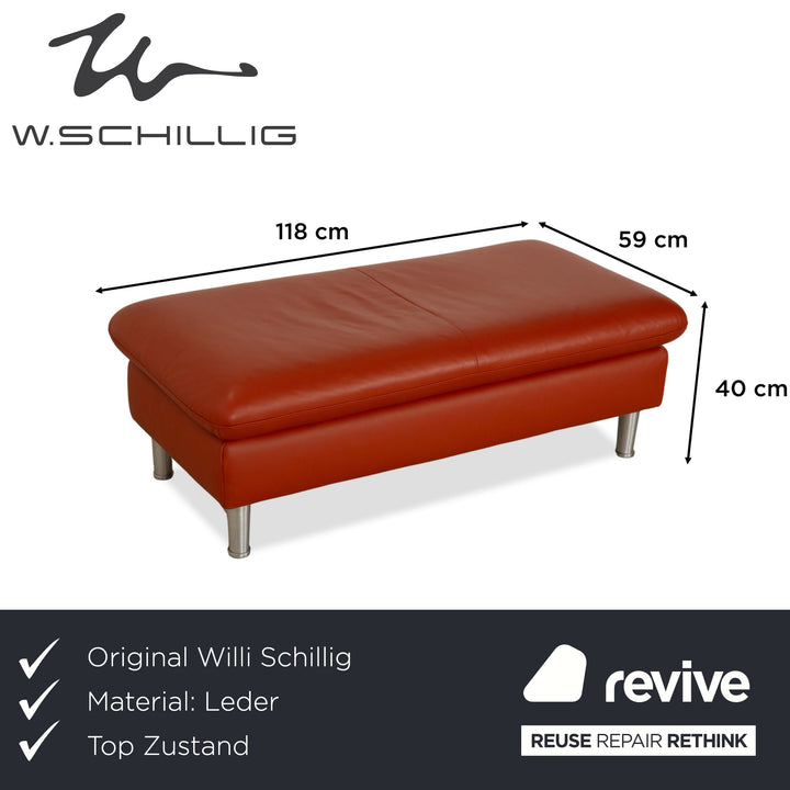 Willi Schillig Loop Leather Stool Orange Red