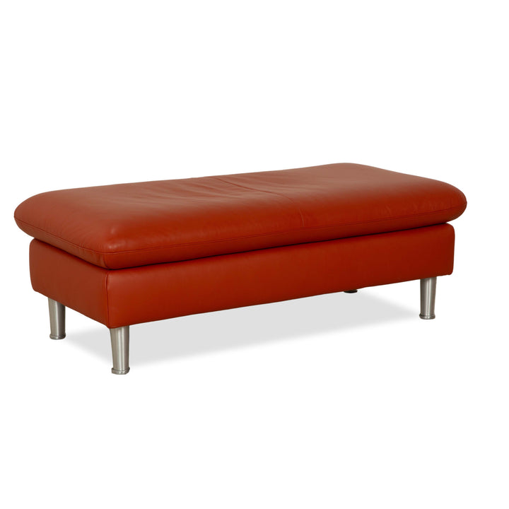 Willi Schillig Loop Leather Stool Orange Red