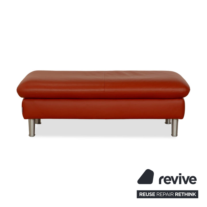 Willi Schillig Loop Leather Stool Orange Red