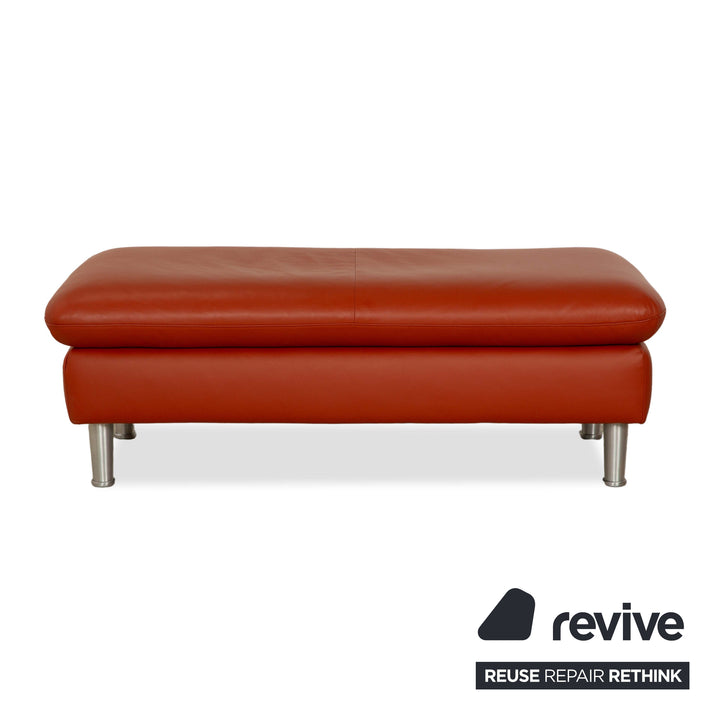 Willi Schillig Loop Leather Stool Orange Red