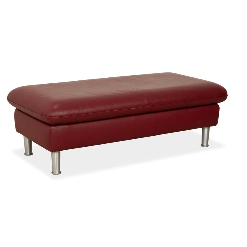 Willi Schillig Loop Leder Hocker Rot Weinrot