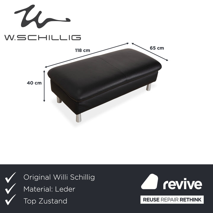 Tabouret en cuir bouclé Willi Schillig, noir anthracite