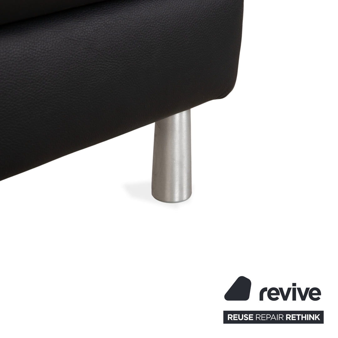 Tabouret en cuir bouclé Willi Schillig, noir anthracite