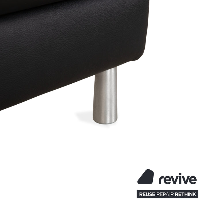 Tabouret en cuir bouclé Willi Schillig, noir anthracite