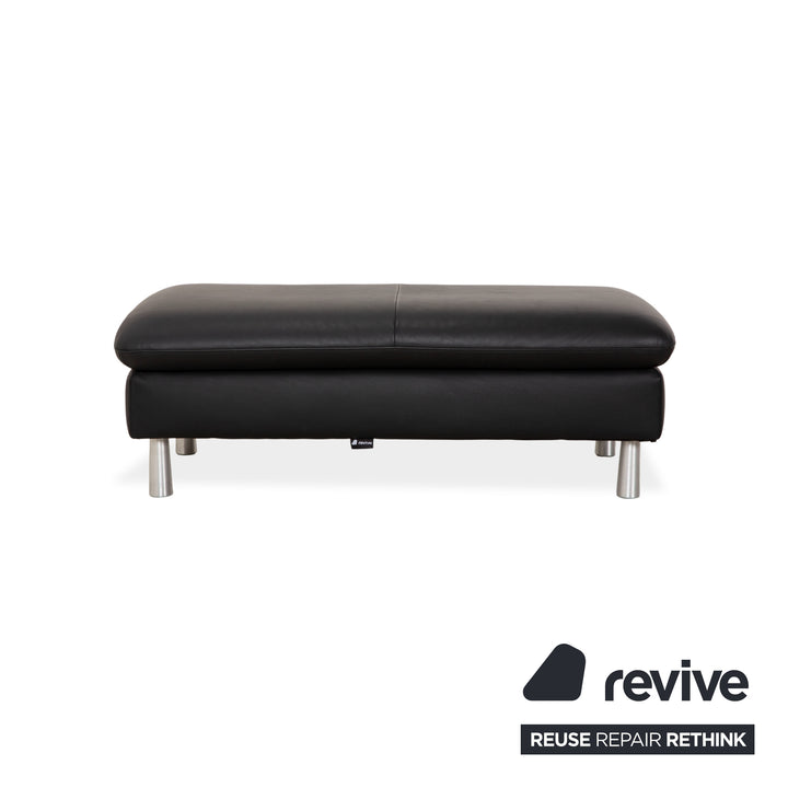 Tabouret en cuir bouclé Willi Schillig, noir anthracite