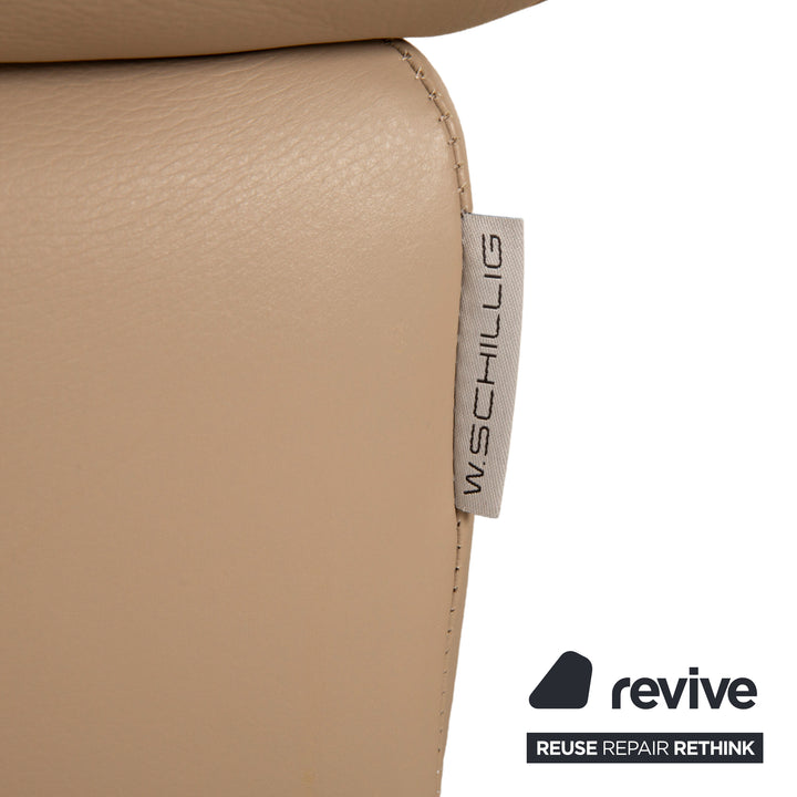 Willi Schillig Loop Leder Sofa Garnitur Beige manuelle Funktion Recamiere Rechts Ecksofa Hocker Couch