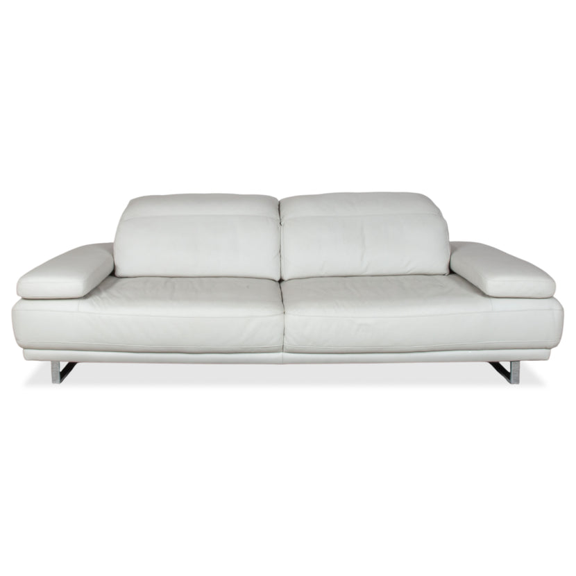 Willi Schillig Magnolia Leder Dreisitzer Hellgrau Knochen manuelle Funktion Sofa Couch