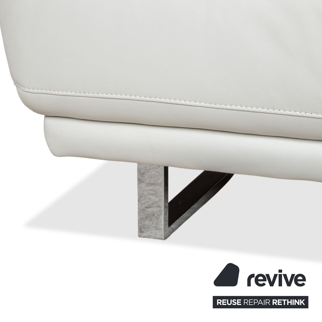 Willi Schillig Magnolia Leder Dreisitzer Hellgrau Knochen manuelle Funktion Sofa Couch