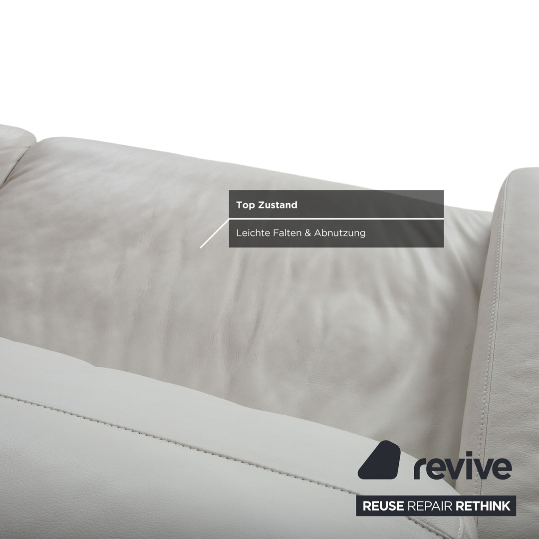 Willi Schillig Magnolia Leder Dreisitzer Hellgrau Knochen manuelle Funktion Sofa Couch