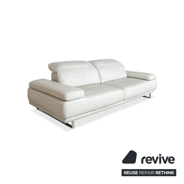 Willi Schillig Magnolia Leder Dreisitzer Hellgrau Knochen manuelle Funktion Sofa Couch