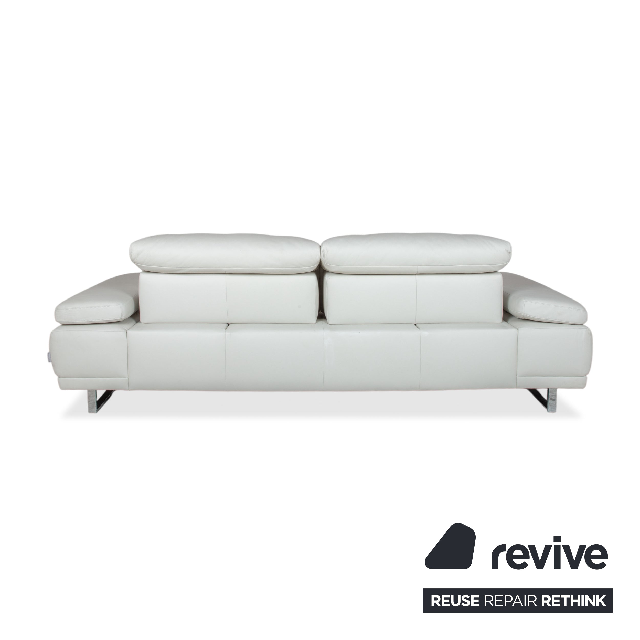 Willi Schillig Magnolia Leder Dreisitzer Hellgrau Knochen manuelle Funktion Sofa Couch