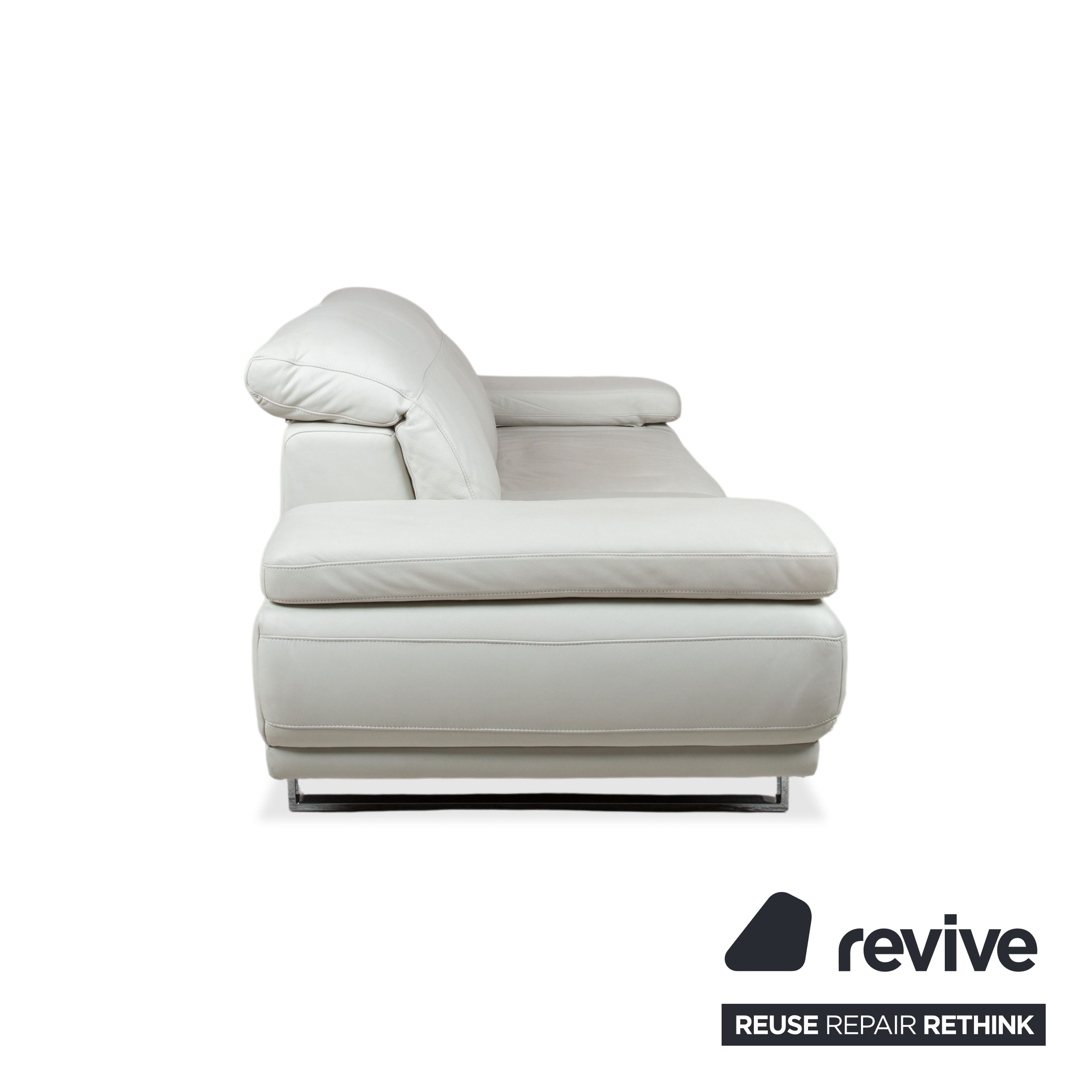 Willi Schillig Magnolia Leder Garnitur Drei- & Zweisitzer Hellgrau Knochen manuelle Funktion Sofa Couch