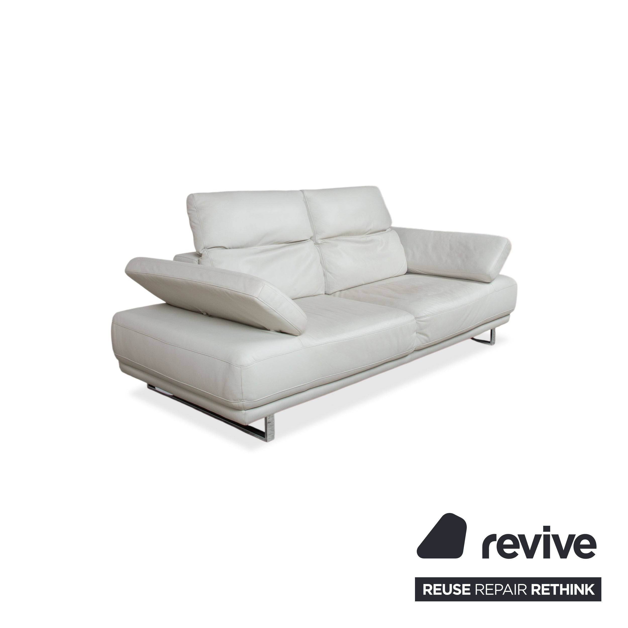 Willi Schillig Magnolia Leder Zweisitzer Hellgrau Knochen manuelle Funktion Sofa Couch