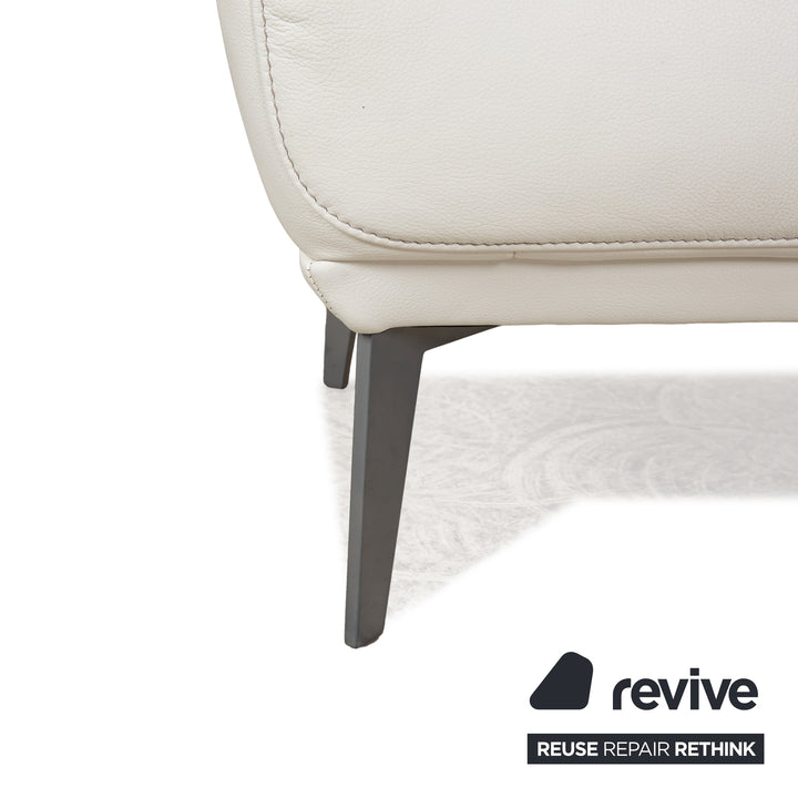 Willi Schillig Tabouret en cuir Samiraa blanc