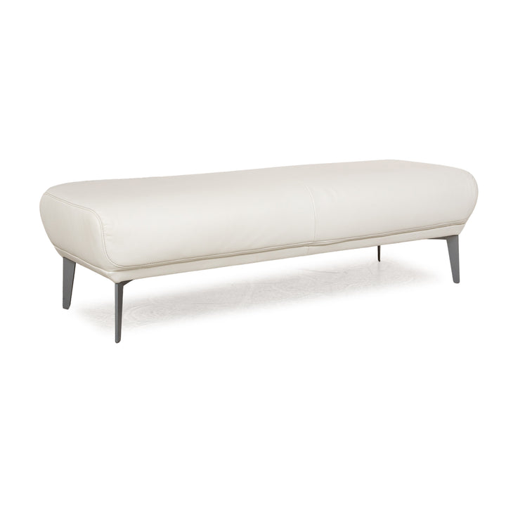 Willi Schillig Tabouret en cuir Samiraa blanc