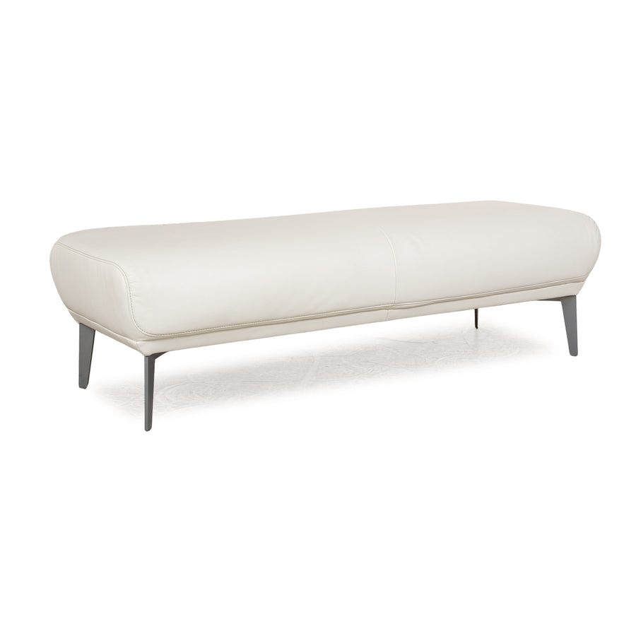 Willi Schillig Tabouret en cuir Samiraa blanc